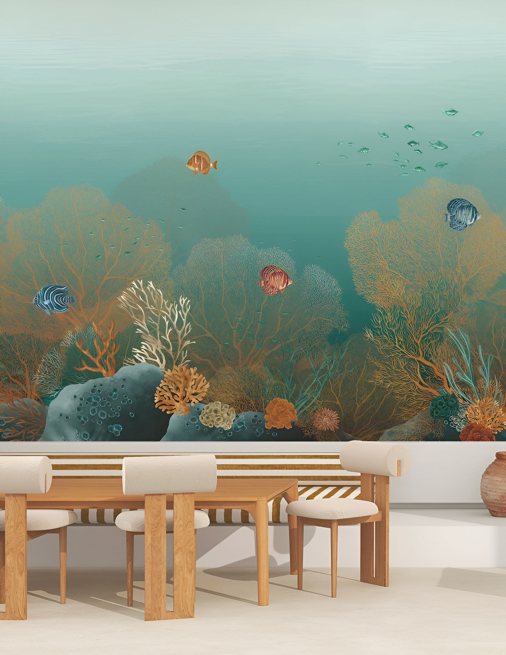 Muurschildering met maritiem motief POLYNESIE - CARAÏBE/MULTICO groen-blauw