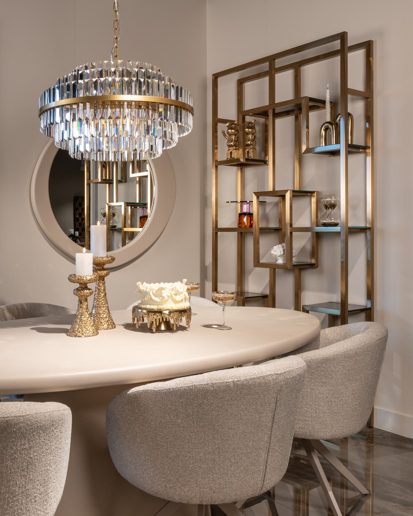 Beige oval table CLAYTON