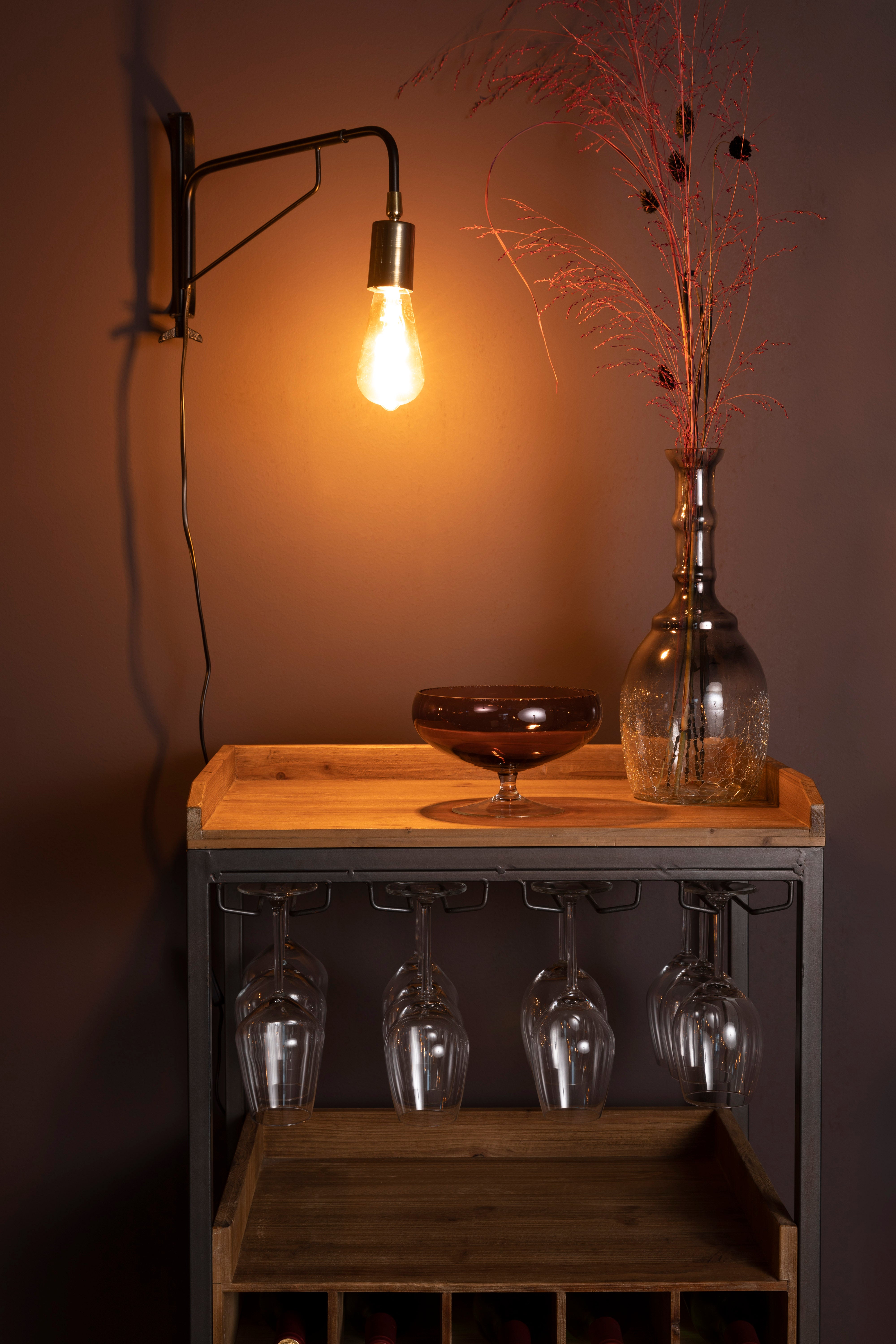 Wall lamp with arm LASSE black with gold