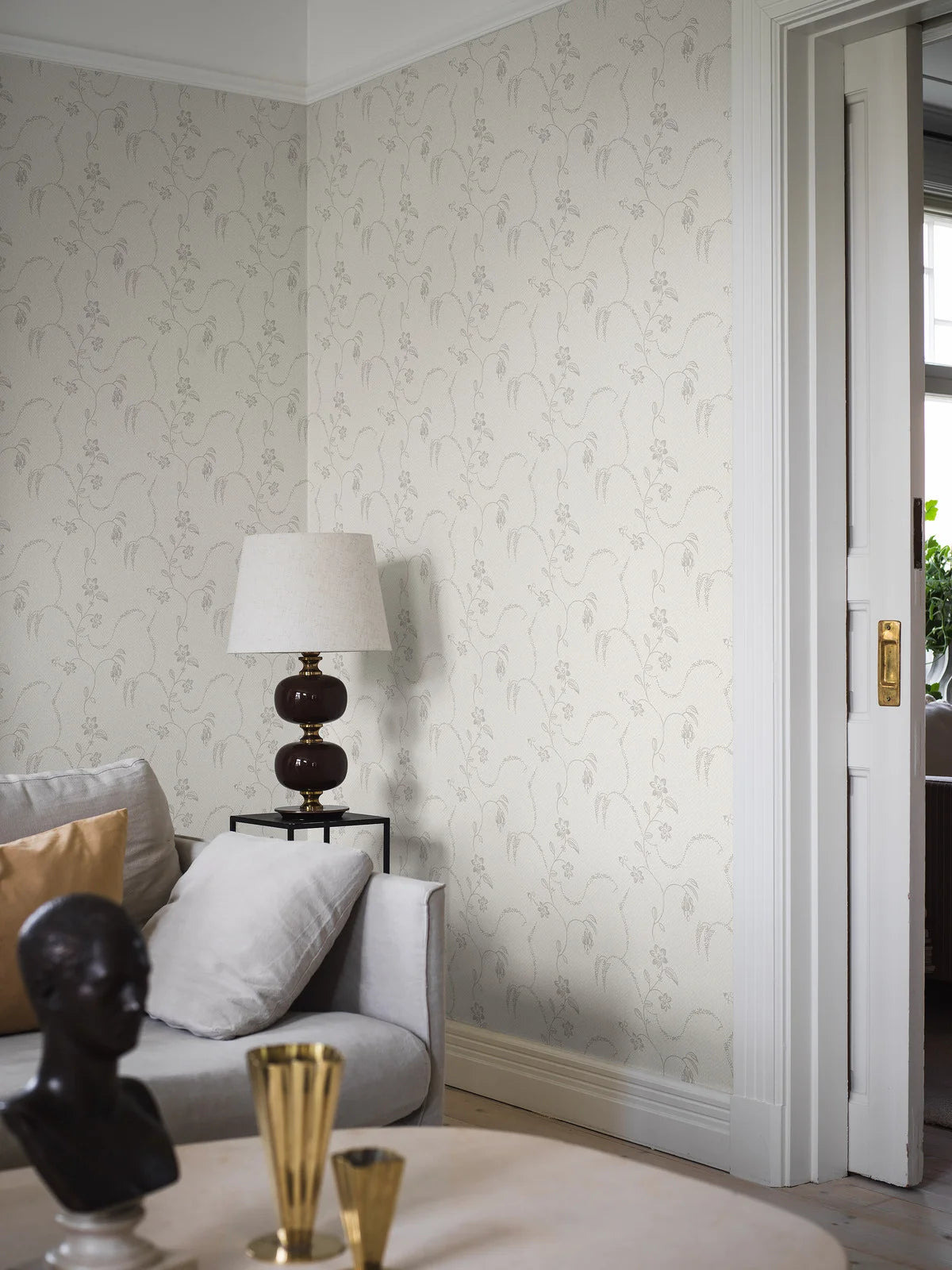 Behang met plantenmotief ELSIE gebroken wit