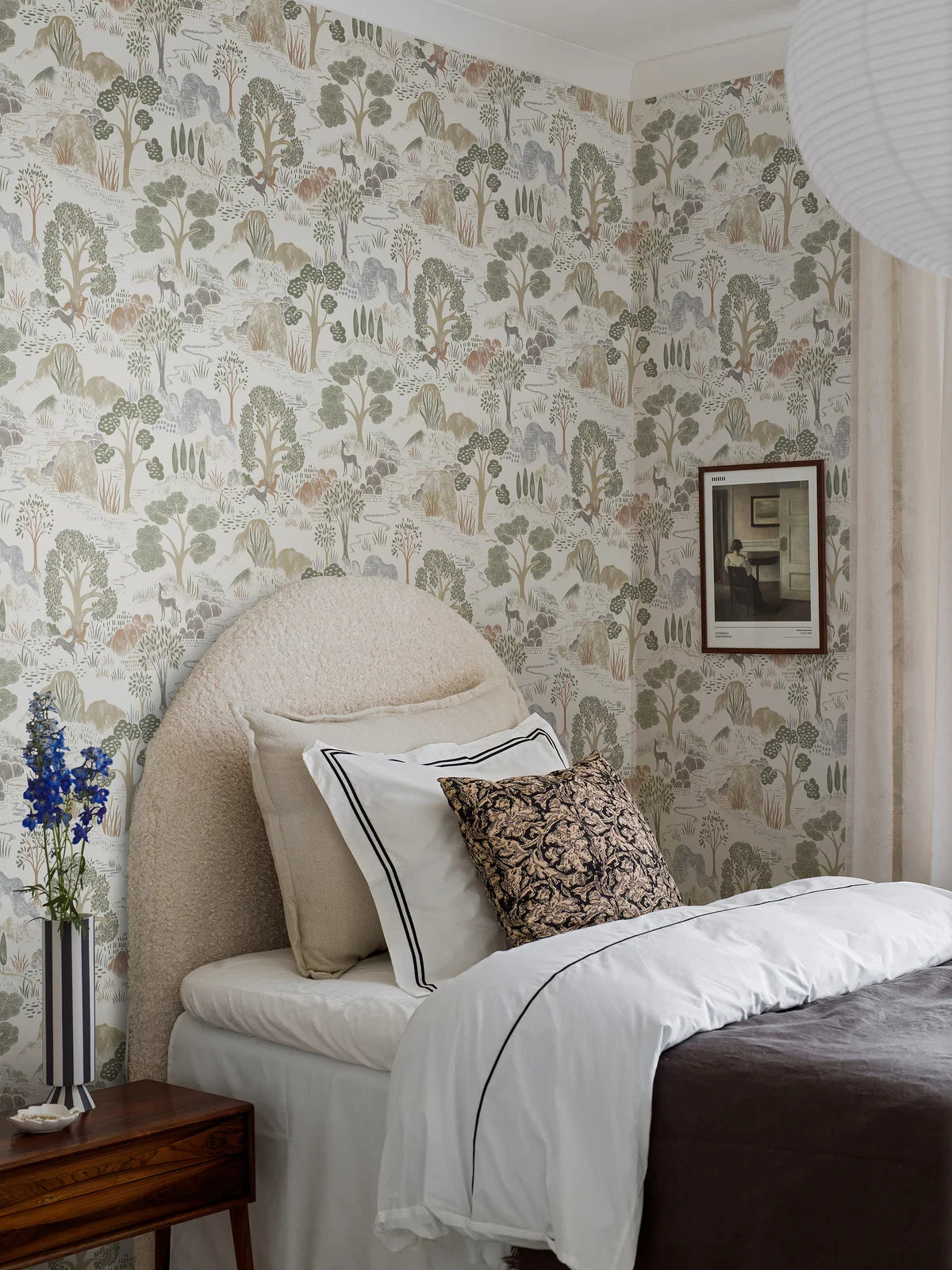 Tapete mit Pflanzenlandschaft DIANA weiß mit grün