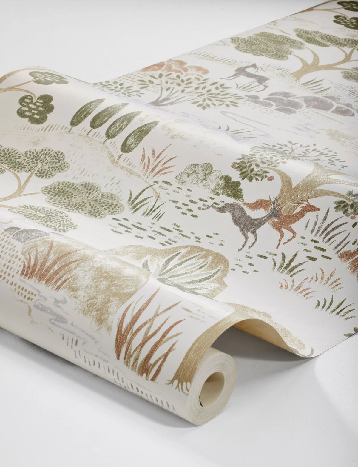 Tapete mit Pflanzenlandschaft DIANA weiß mit grün