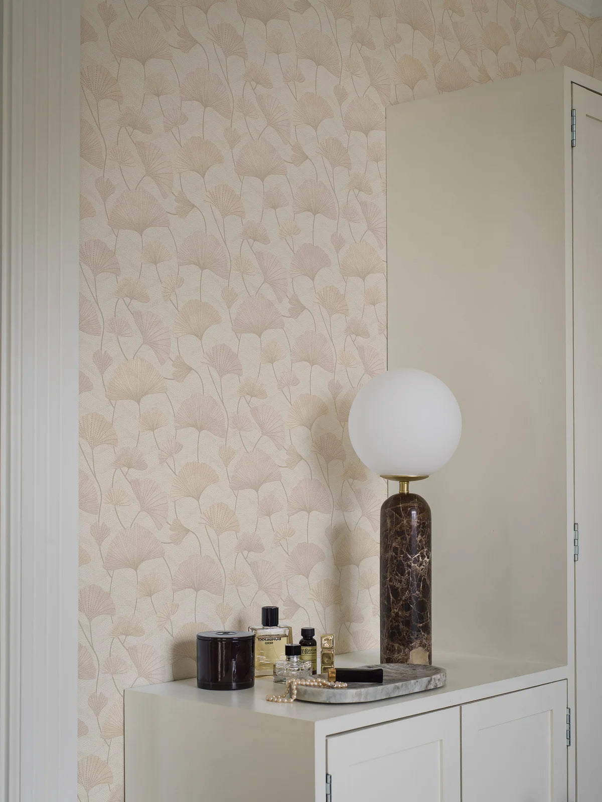 Structural wallpaper with a floral motif SOPHIA beige-pink