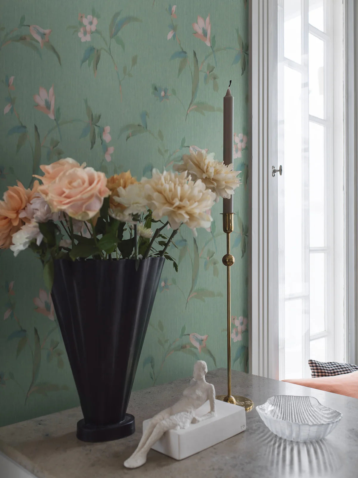 Muurschildering met plantmotief MARLENE bloemen groen