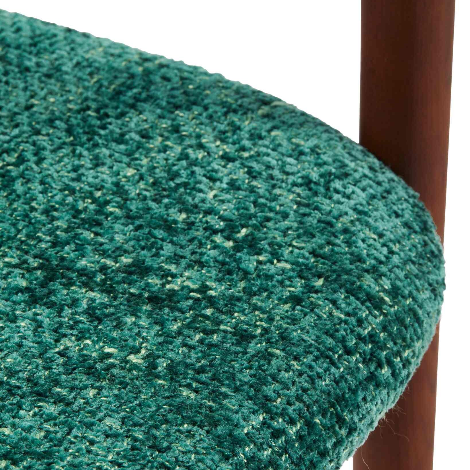 Stoel met armleuningen HENRY donkergroen met houten basis