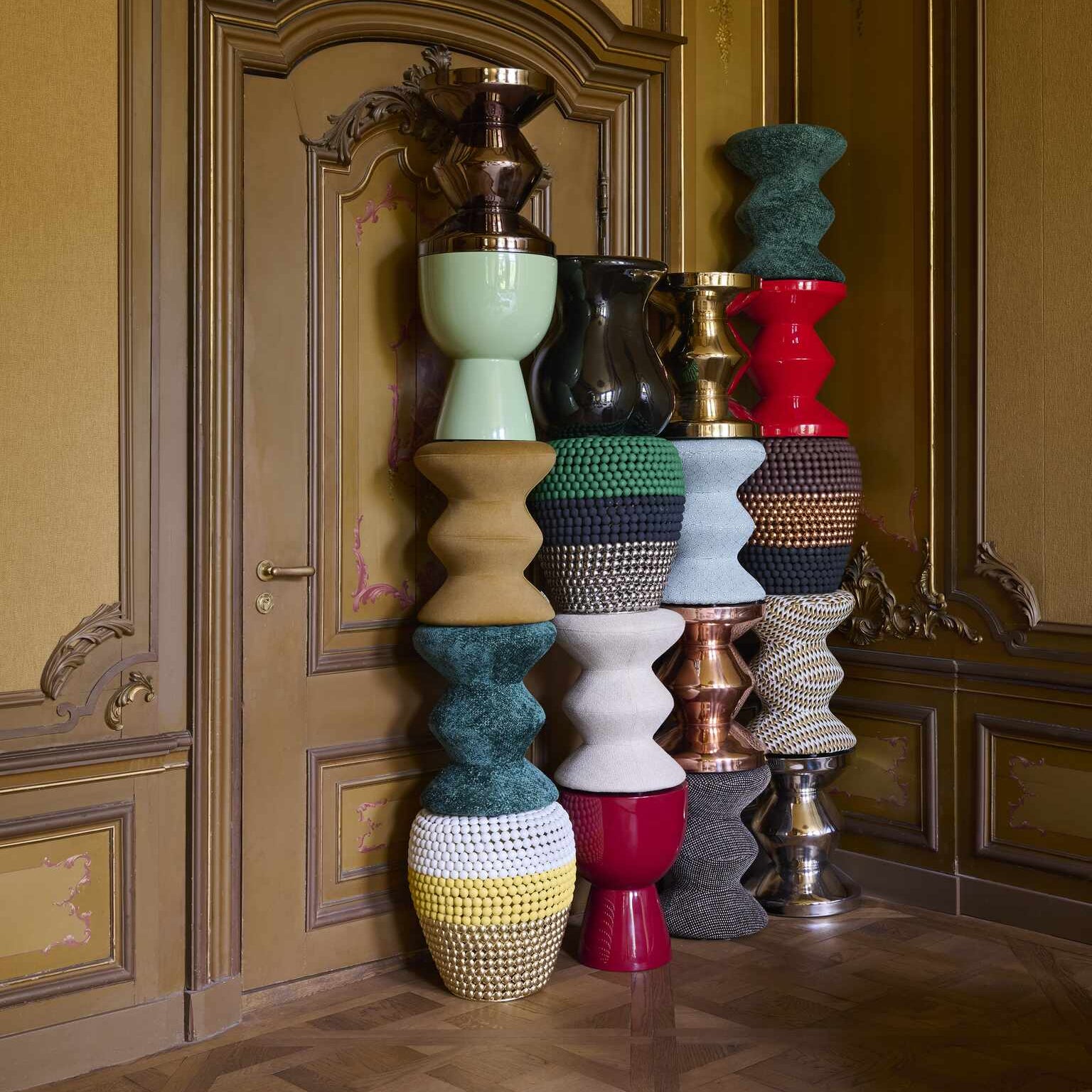 Hocker SOFT ZIG ZAG donkerbruin