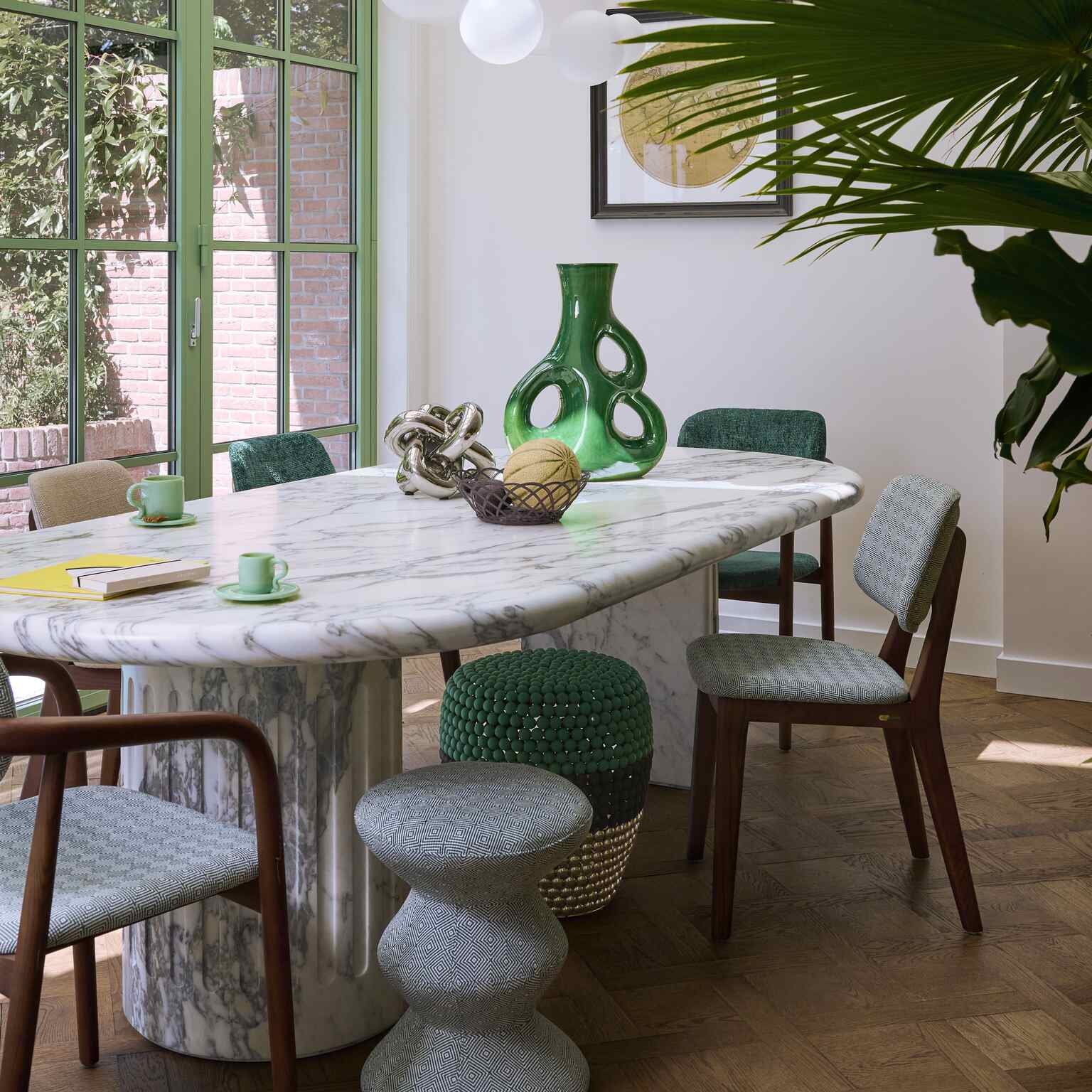 Hocker SOFT ZIG ZAG grün mit Weiß