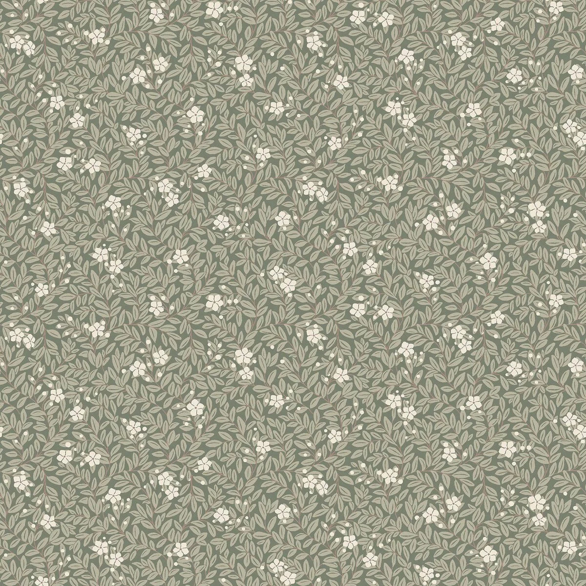 Tapete mit floralem Muster aus Blumen und Blättern MYRTEN grün mit weiß