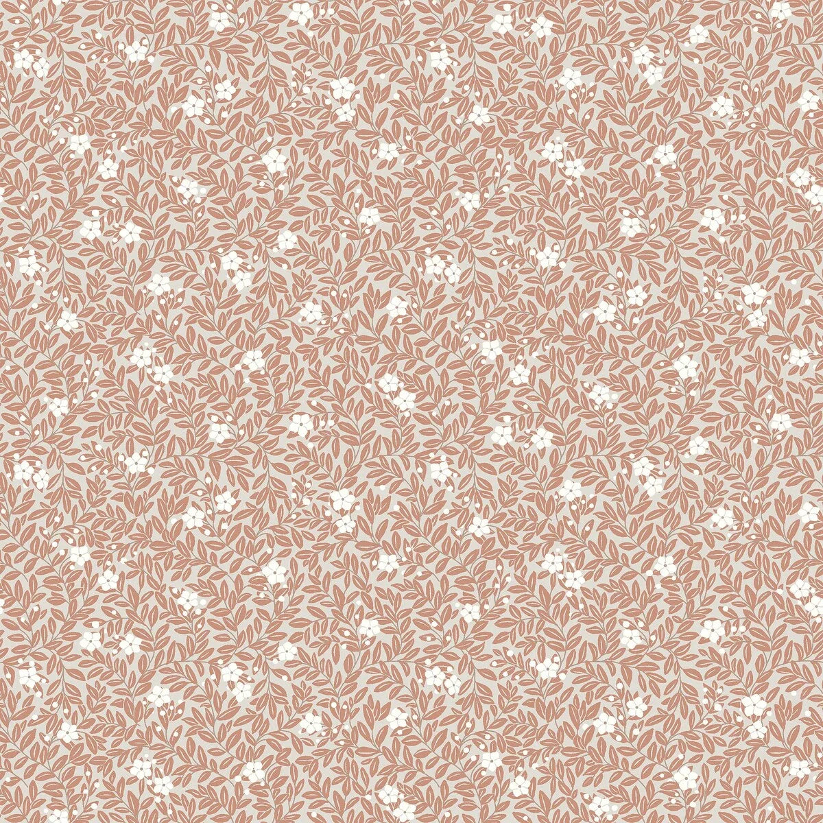 Pink and White MYRTEN Floral and Leaf Pattern Wallpaper