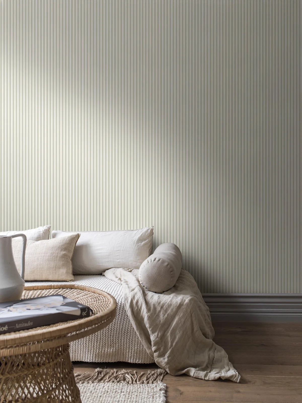 Behang met streepmotief MÖLLE STRIPE grijs met beige