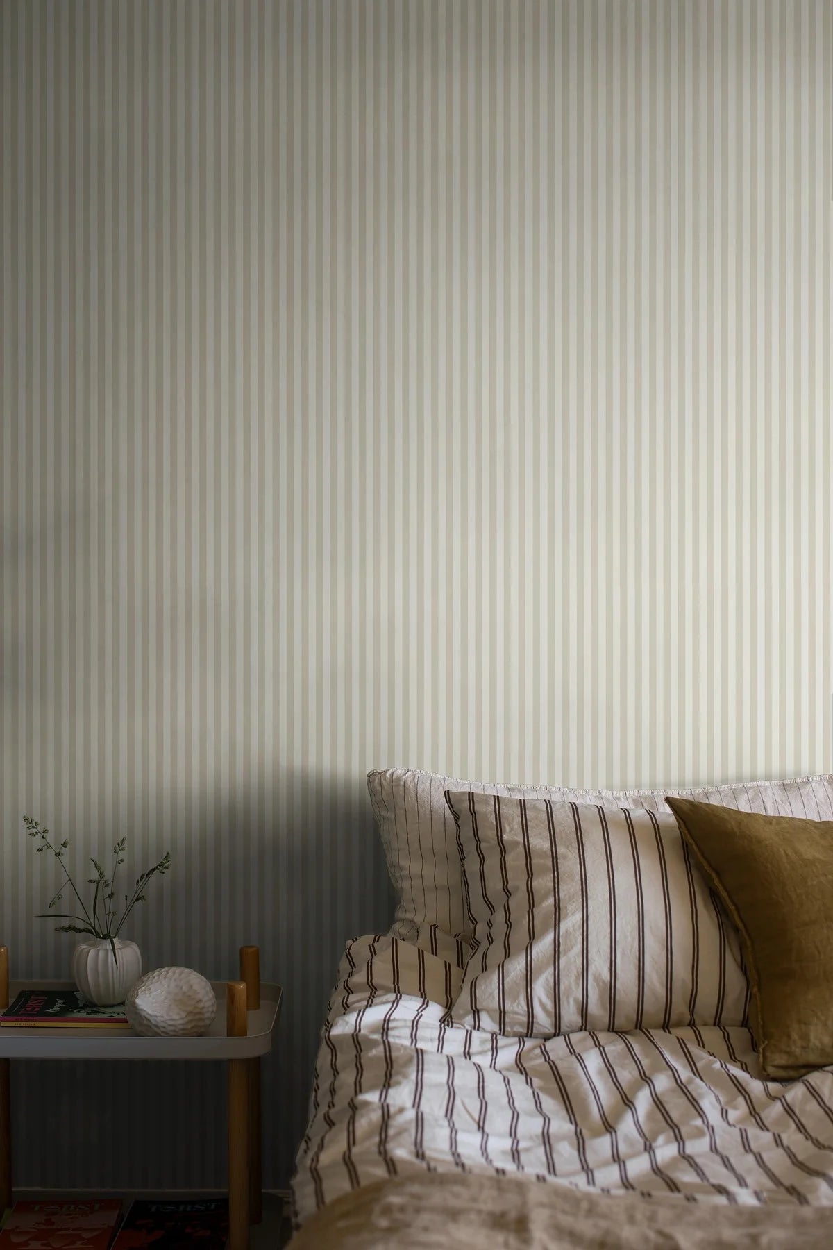MÖLLE STRIPE Beige and White Striped Wallpaper