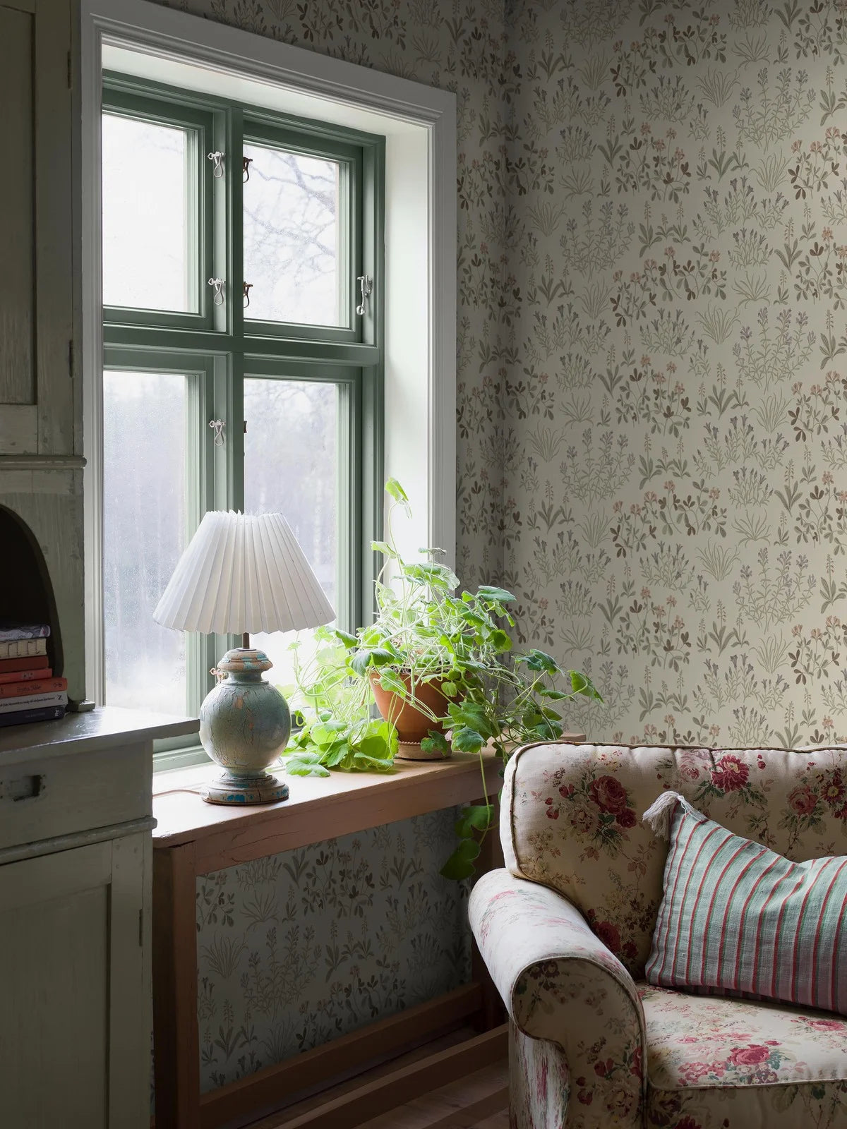 Beige wandtapijt met bloemenmotief NORAS ANG met bruin