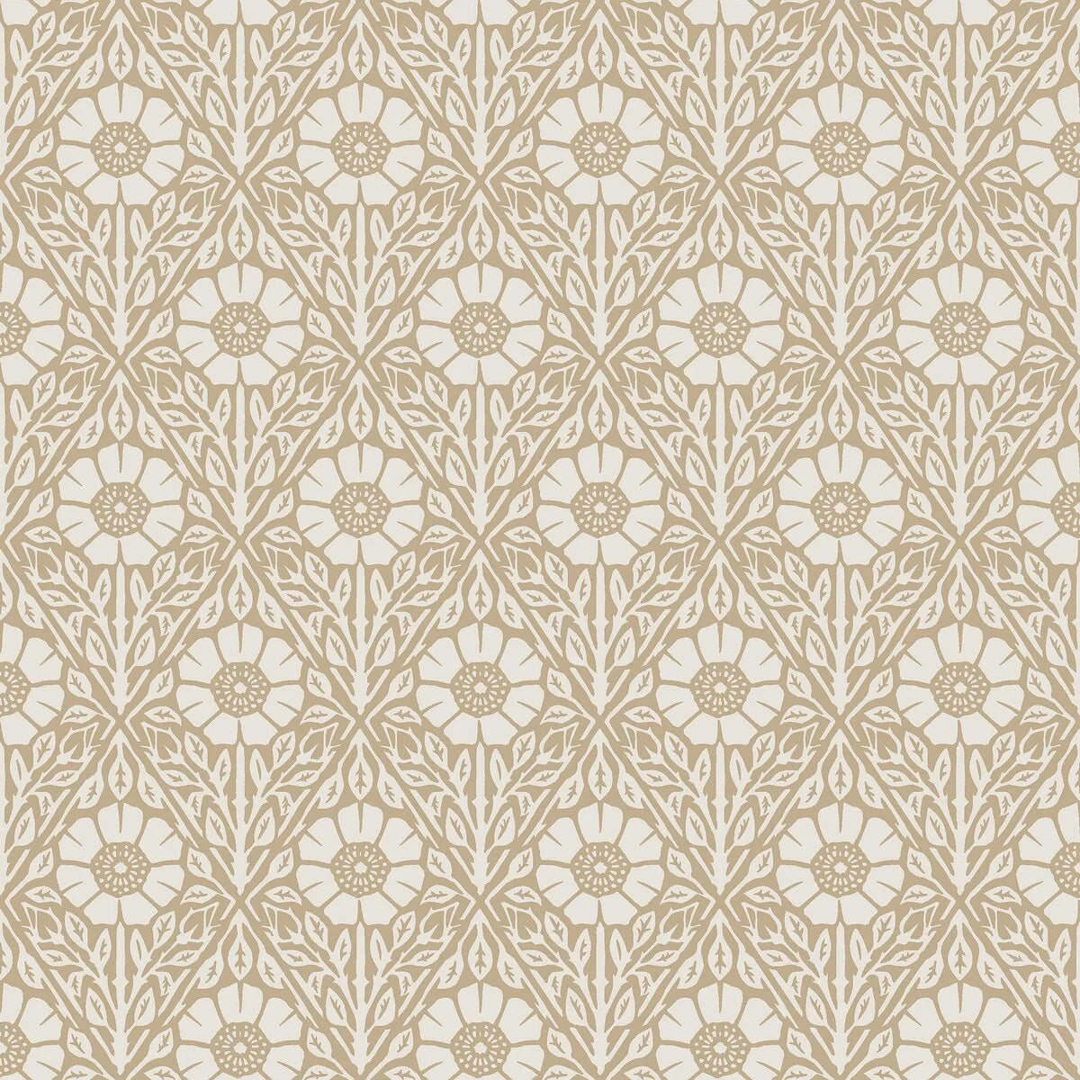 Floral Pattern Wallpaper NYPONROS Brown with White