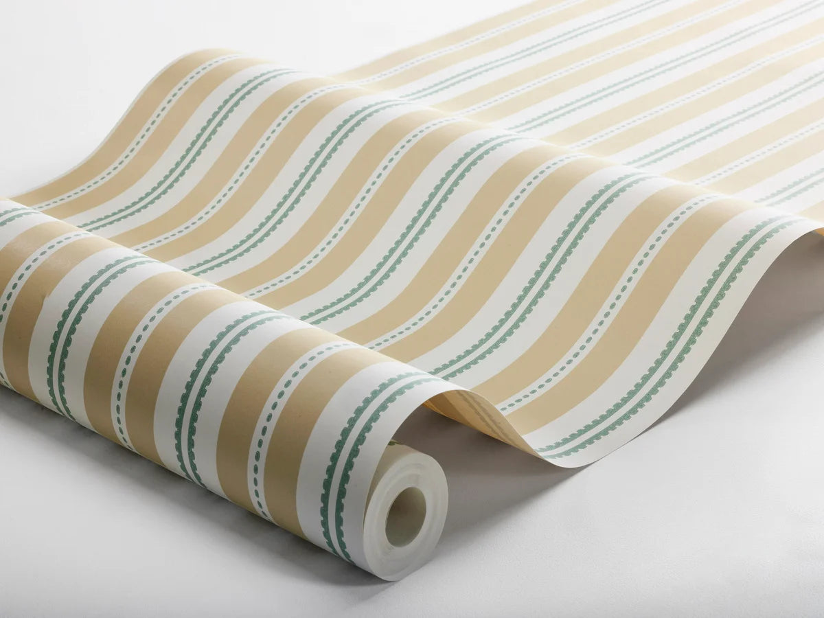 Gestreepte behang HEDDA geel met wit