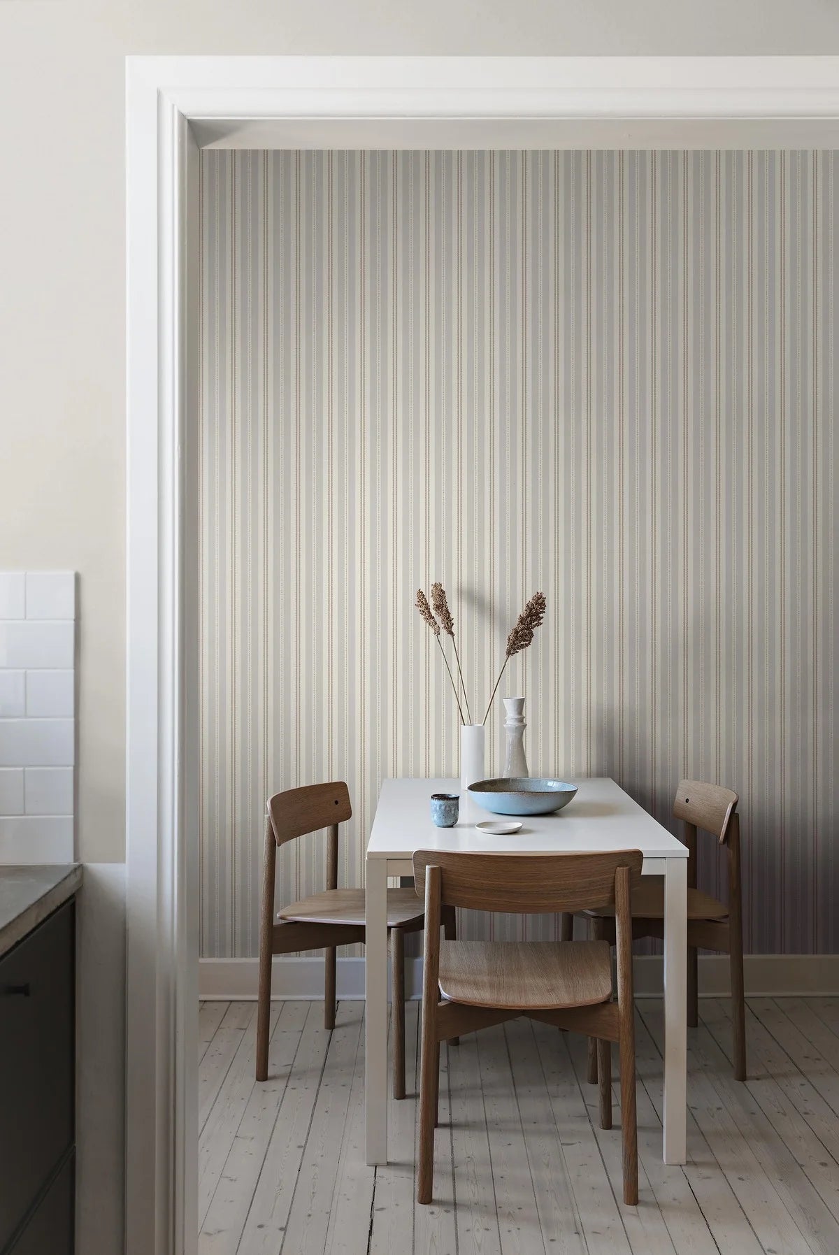 HEDDA Beige and Brown Striped Wallpaper