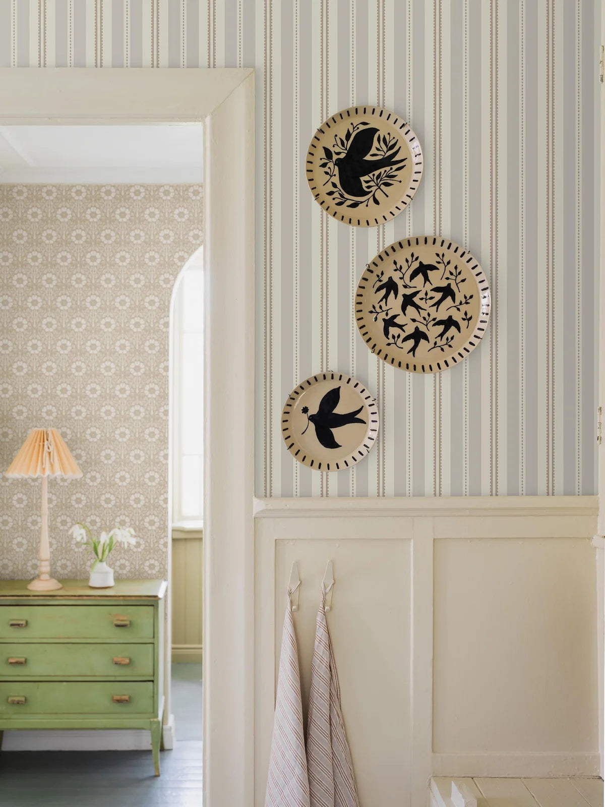 HEDDA Beige and Brown Striped Wallpaper