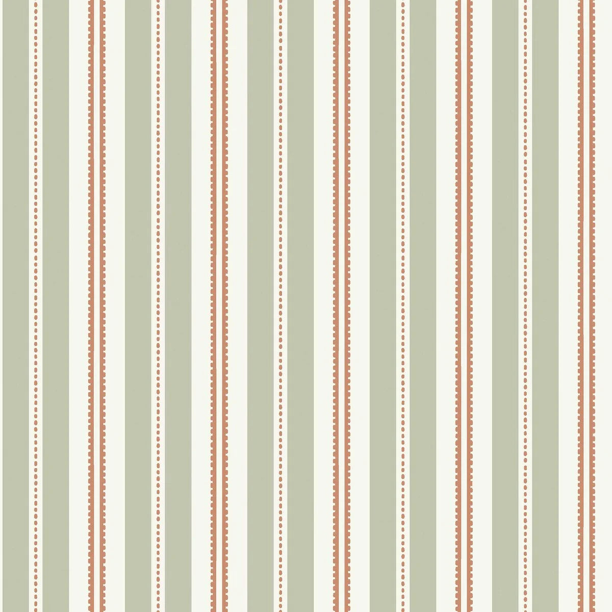 HEDDA Green and White Striped Wallpaper