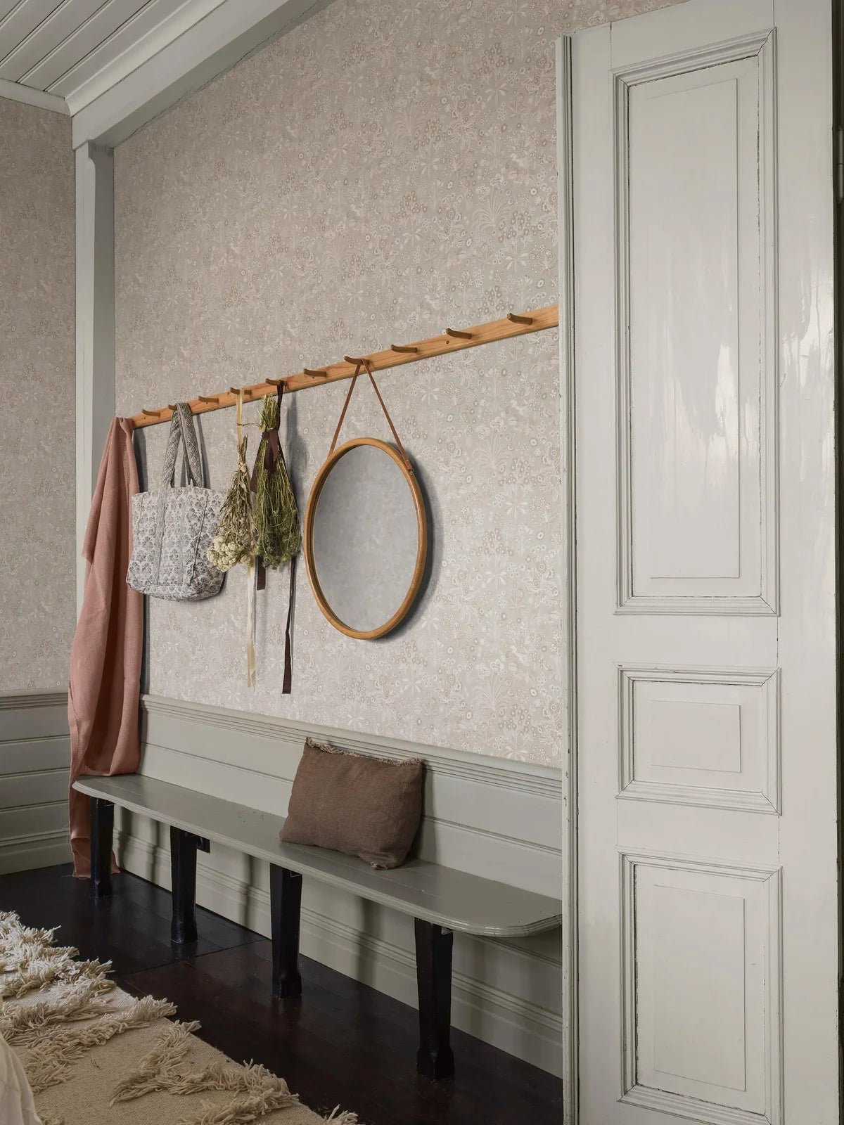 Behang met bloemenmotief TUVA beige met crème