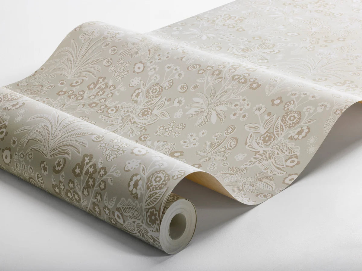 Behang met bloemenmotief TUVA beige met crème