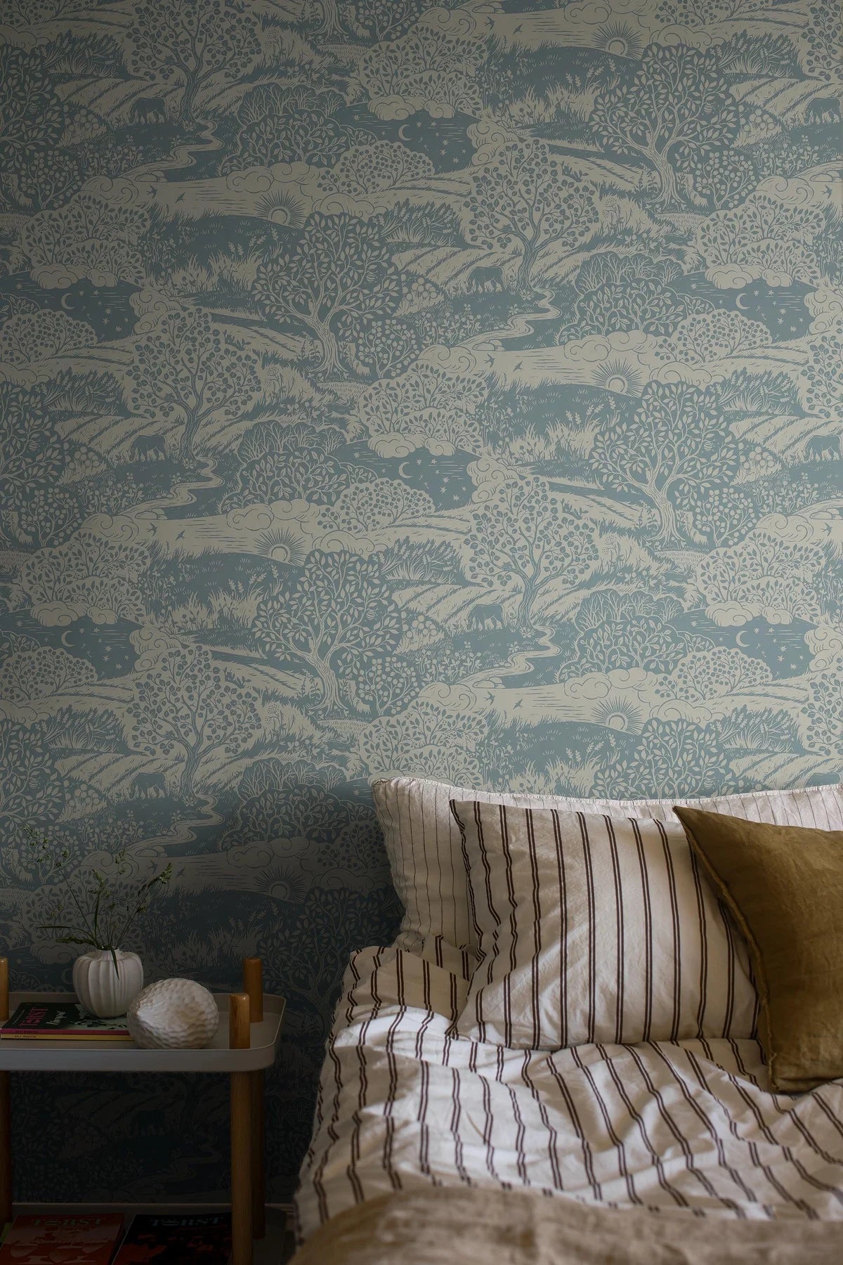 Kindertapijt met landschap SOLANGEN blauw met beige