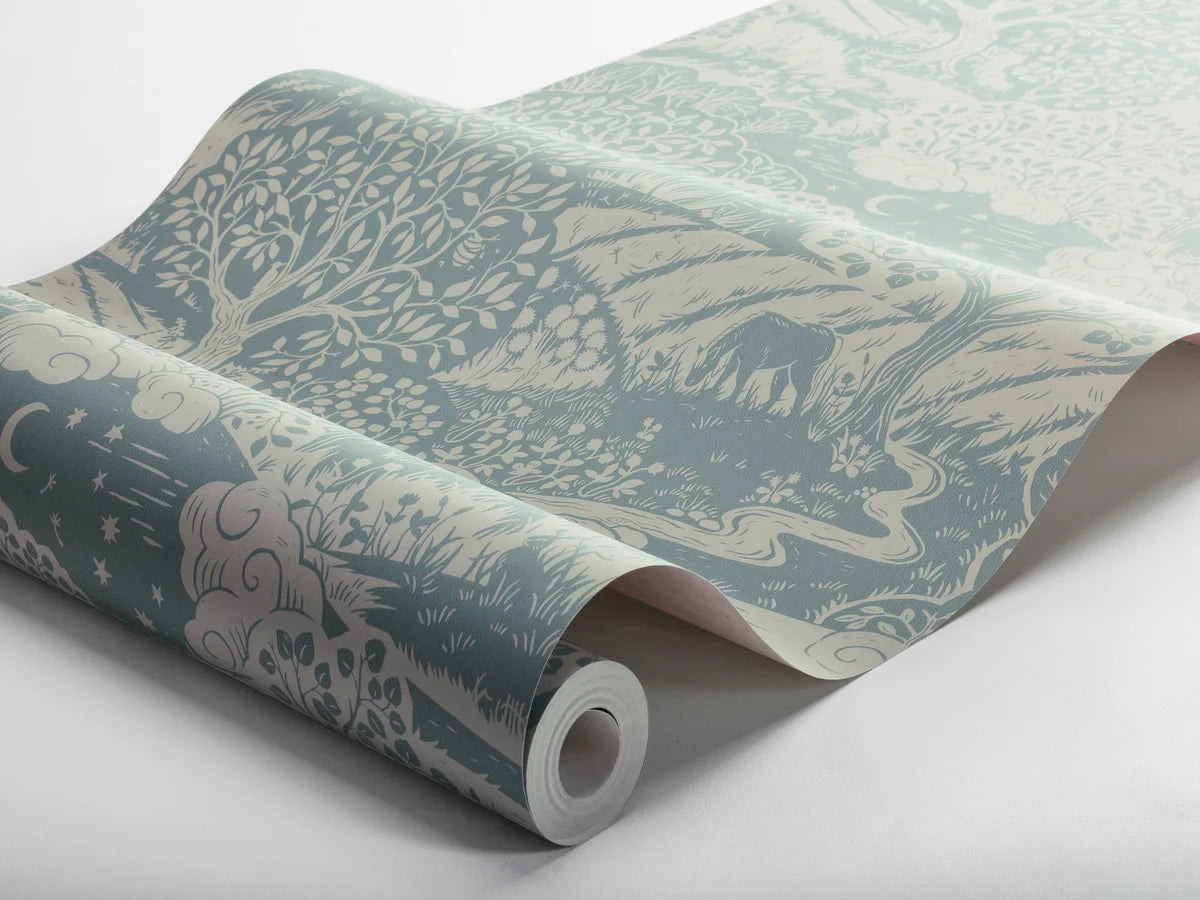 Kindertapijt met landschap SOLANGEN blauw met beige