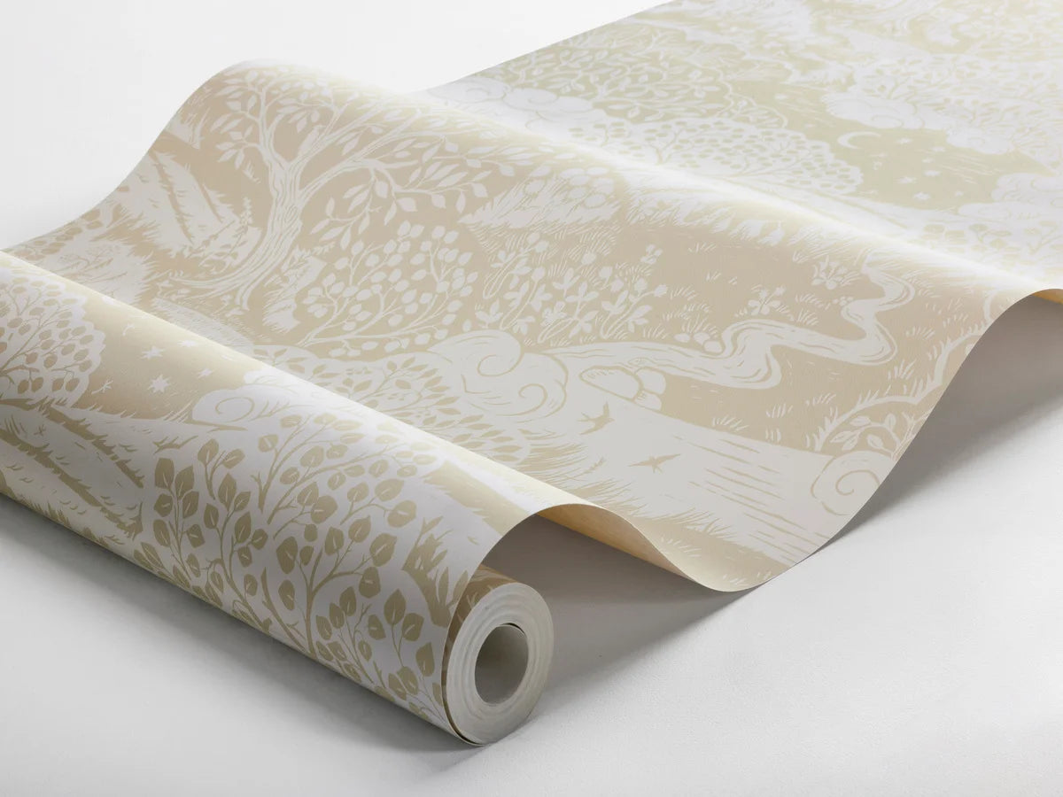 Kinder Tapete mit Landschaft SOLANGEN beige mit Weiß