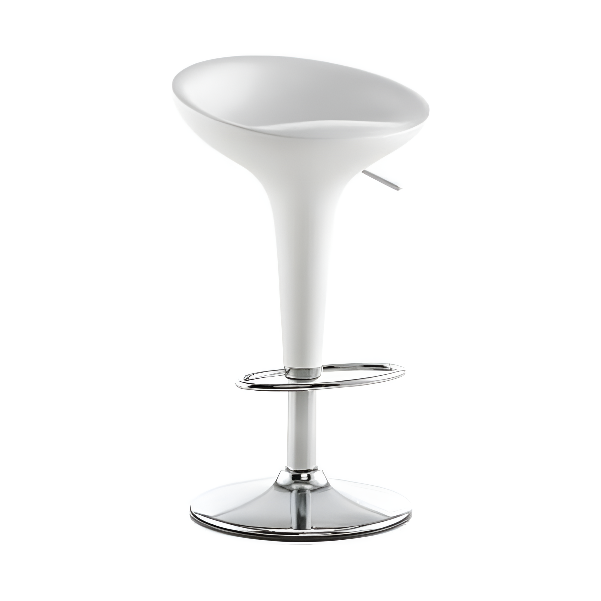 Barkruk BOMBO wit met verstelbare chroombasis