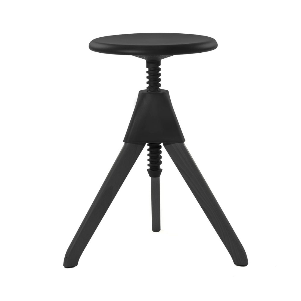 TOM & JERRY verstellbarer Hocker aus schwarzem Buchenholz