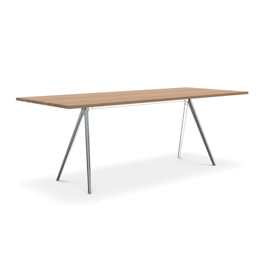 BAGUETTE table polished aluminum base