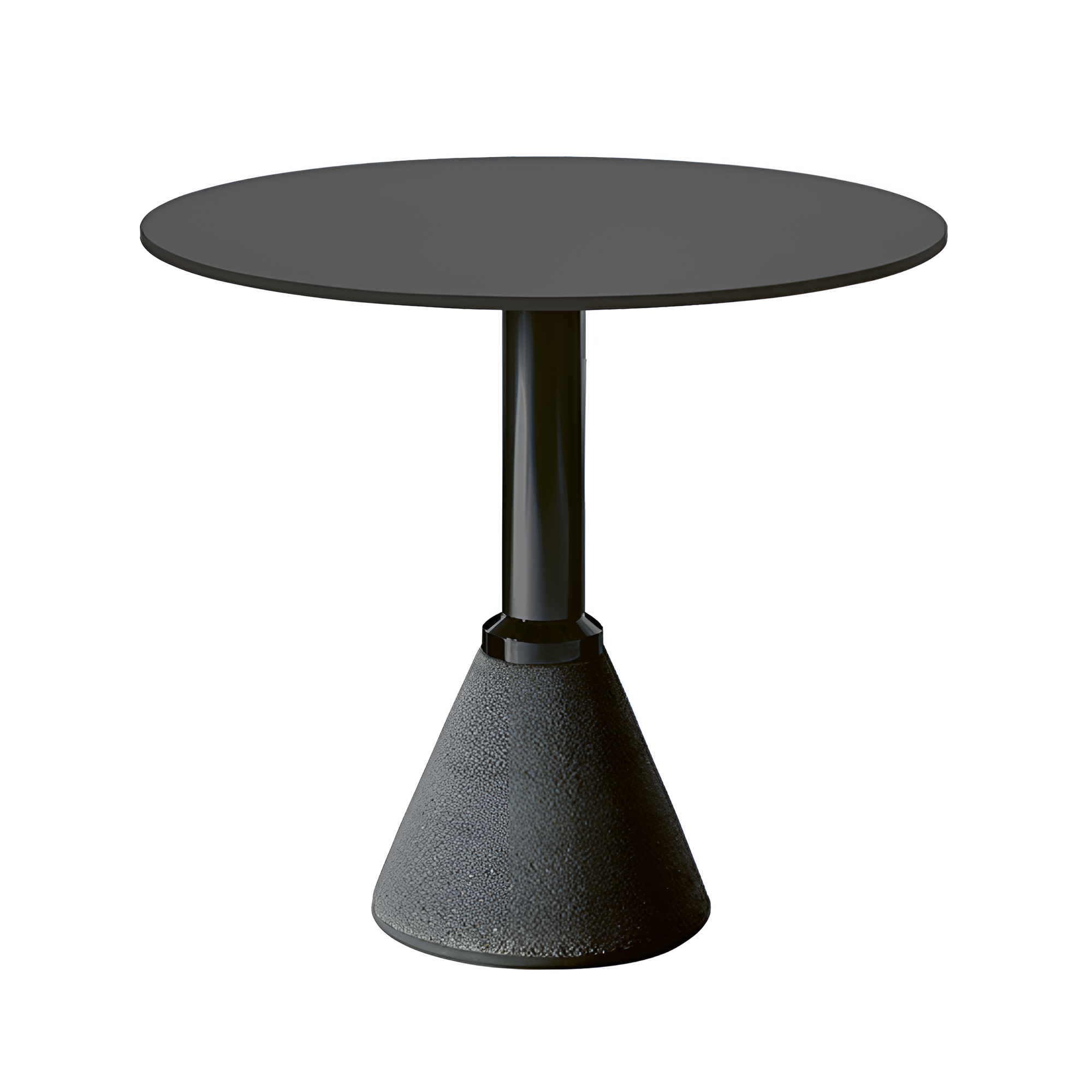 Round outdoor table TABLE_ONE BISTROT black with a dark concrete base