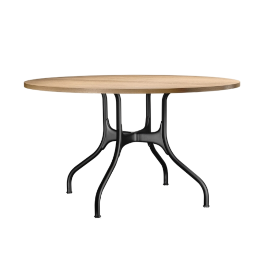 Ronde tafel MILA met zwarte stalen basis