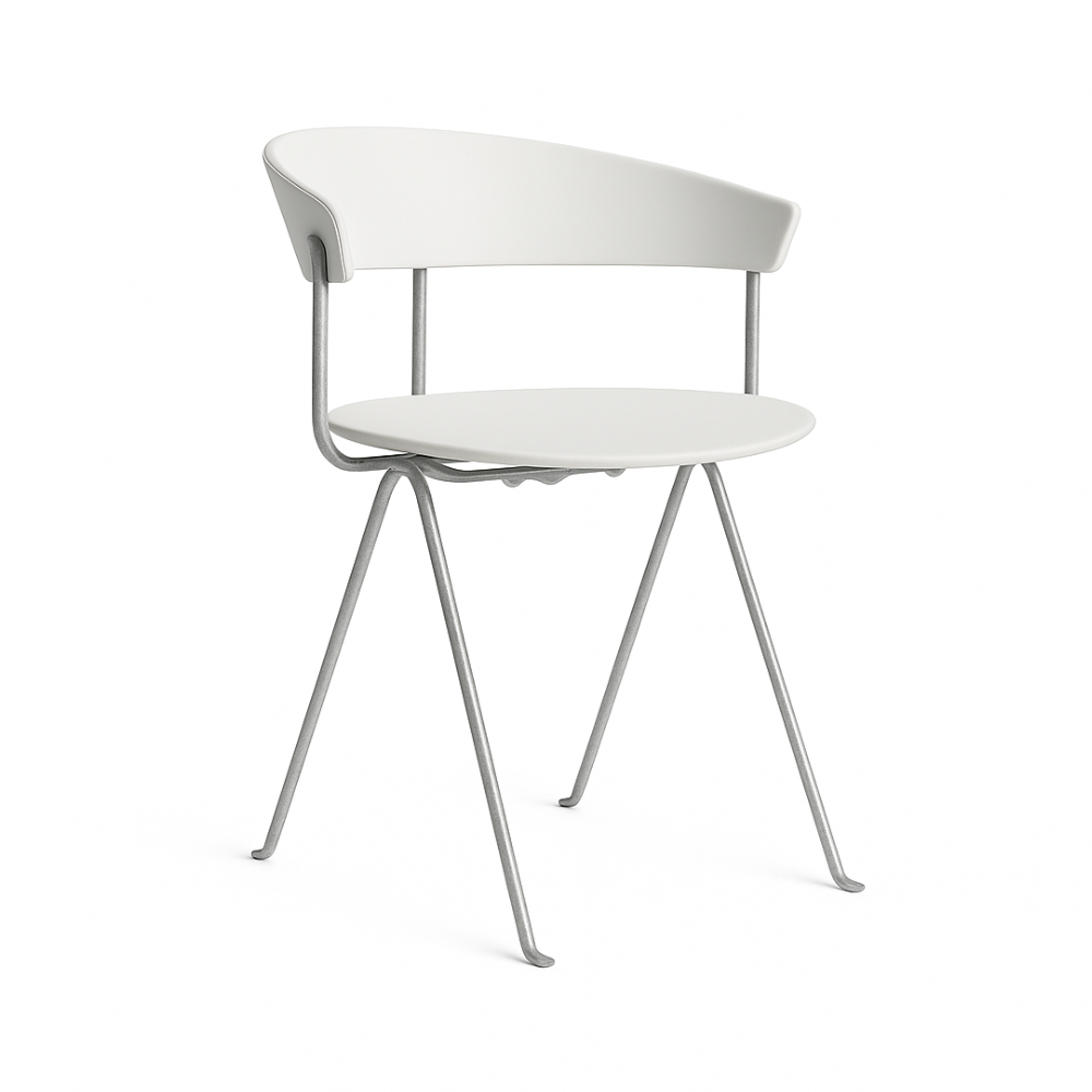 OFFICINA chair with a metal base and white seat