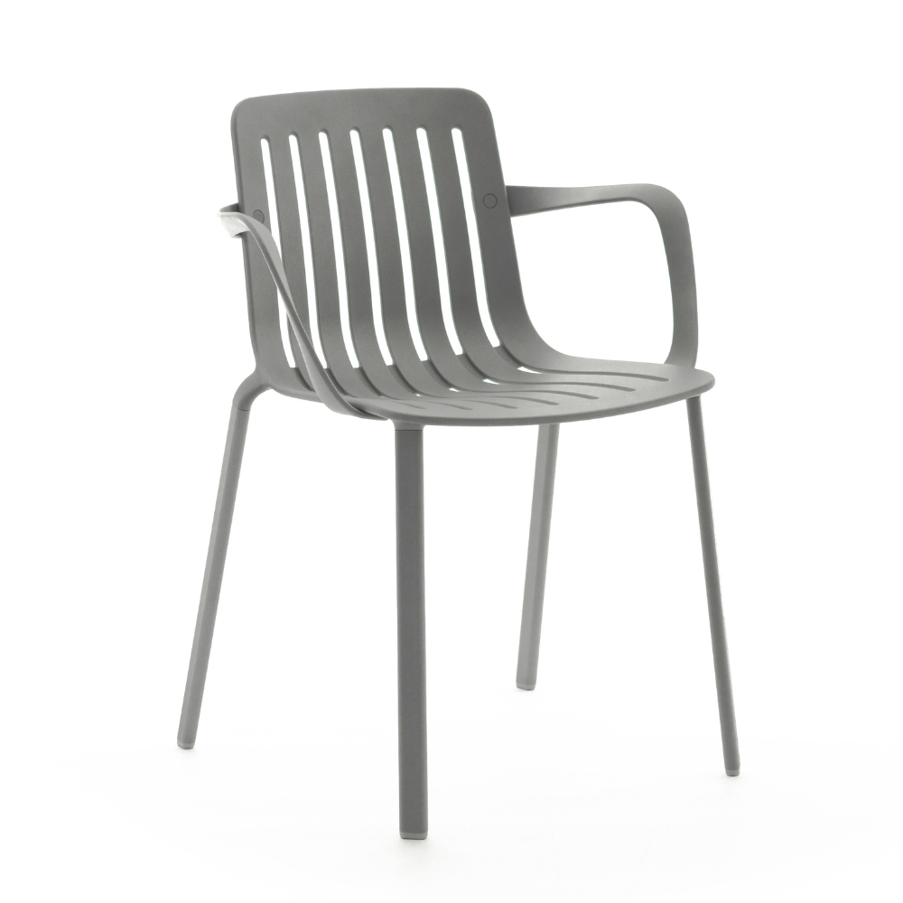 Buitenstoel met armleuningen PLATO grijs