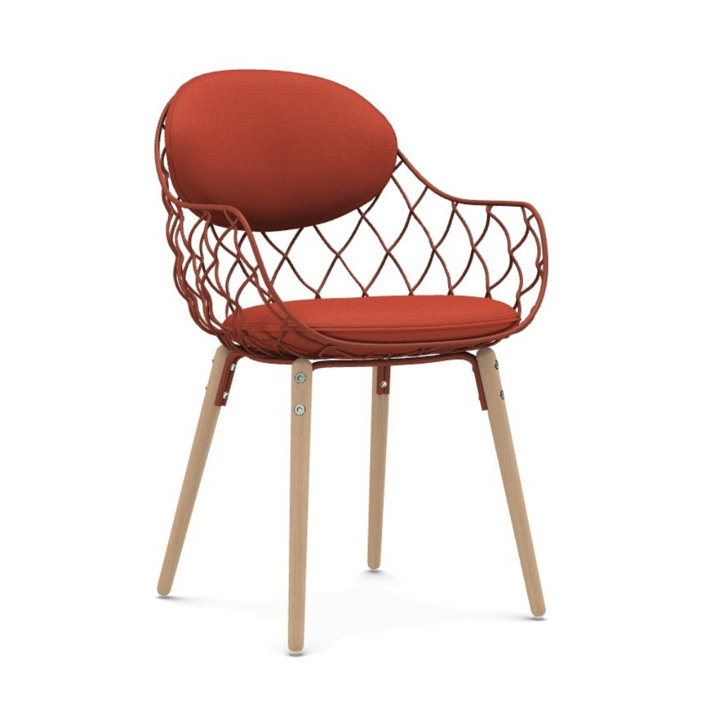 Stoel PIÑA rood met essen basis