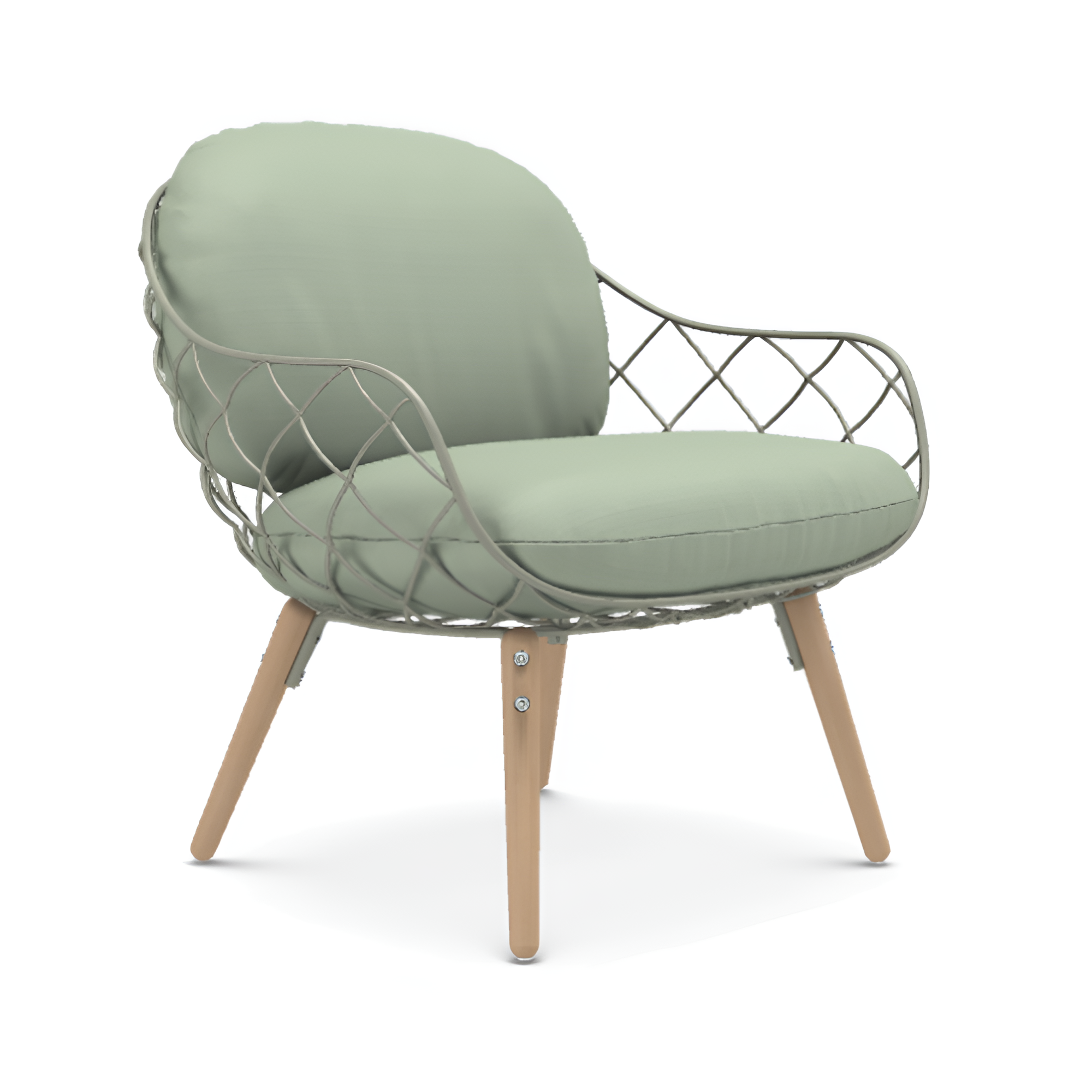 PIÑA armchair in green with an ash base
