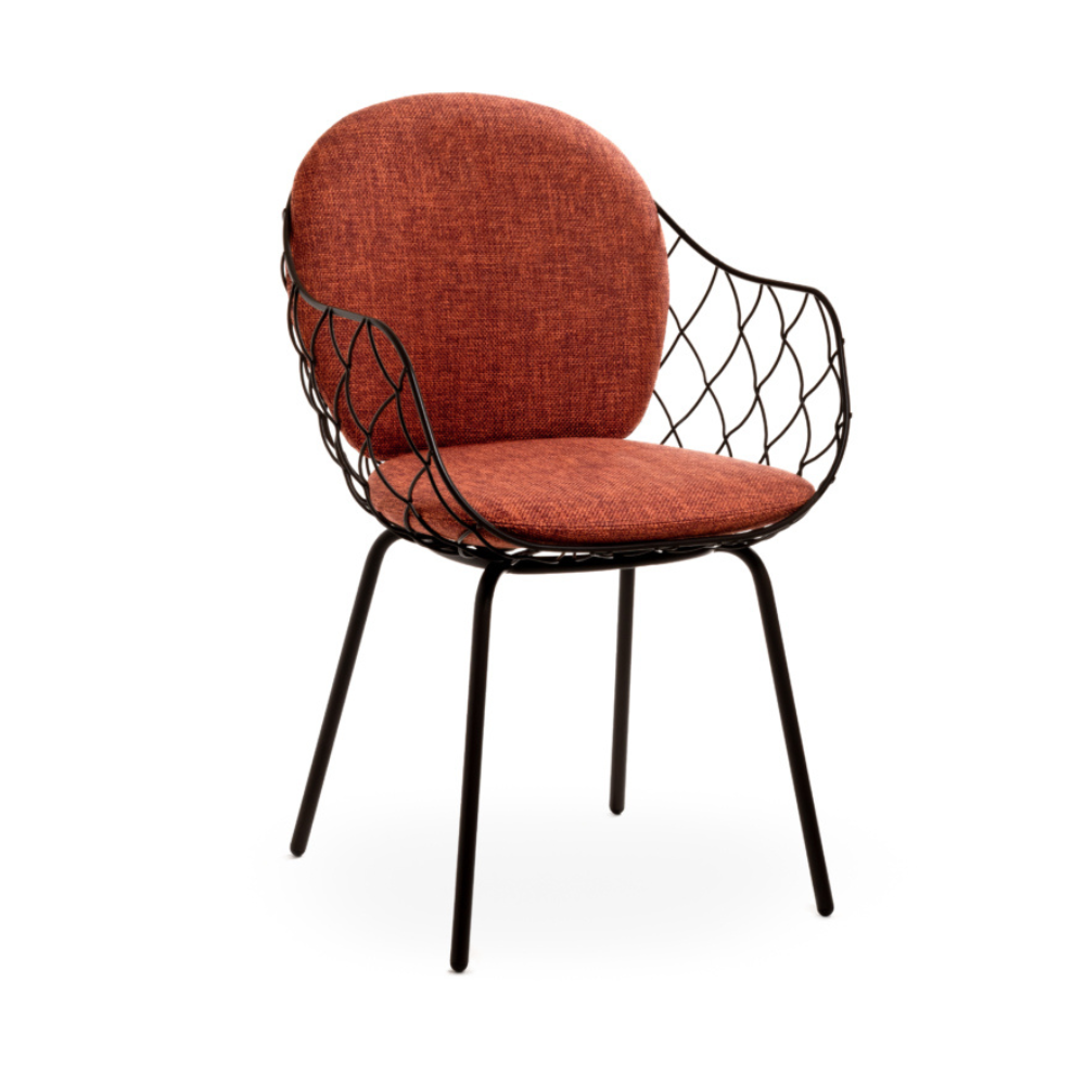 Outdoor chair PIÑA red with a brown base