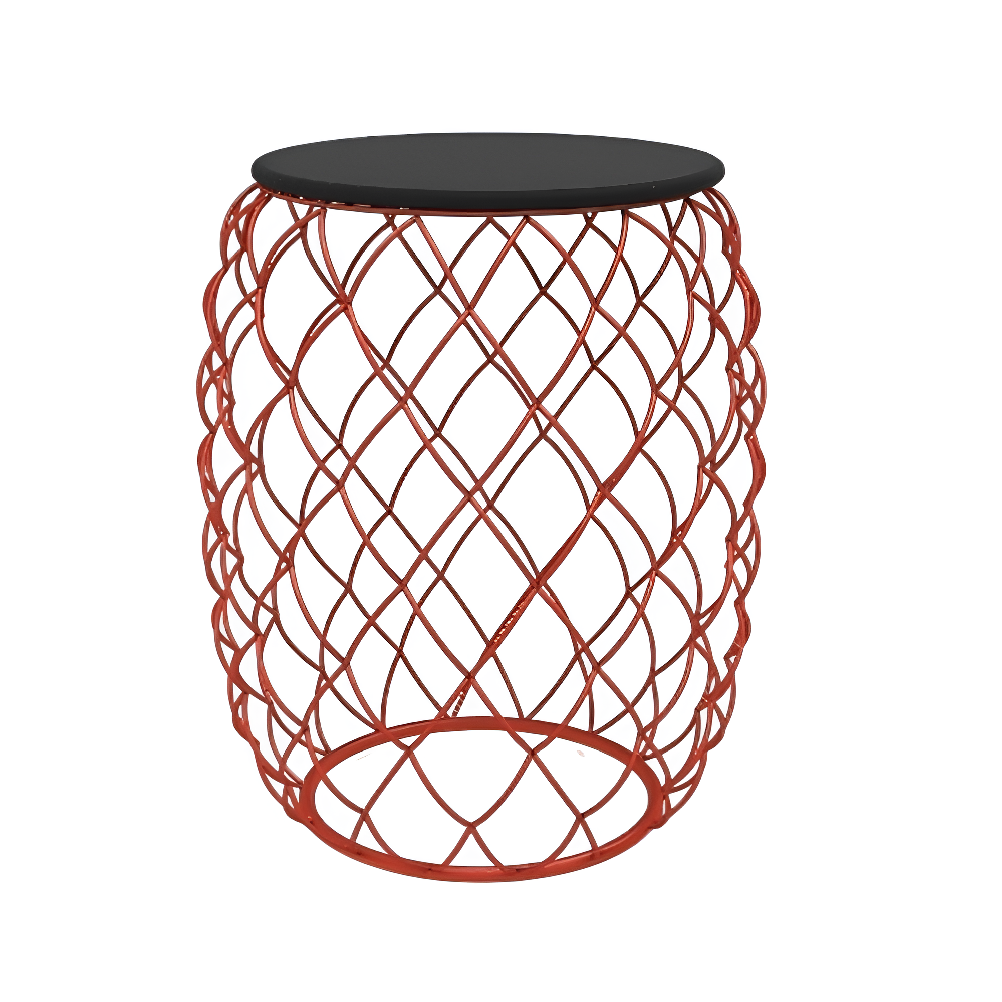 PIÑA Beistelltisch schwarze Holzplatte mit rotem Untergestell