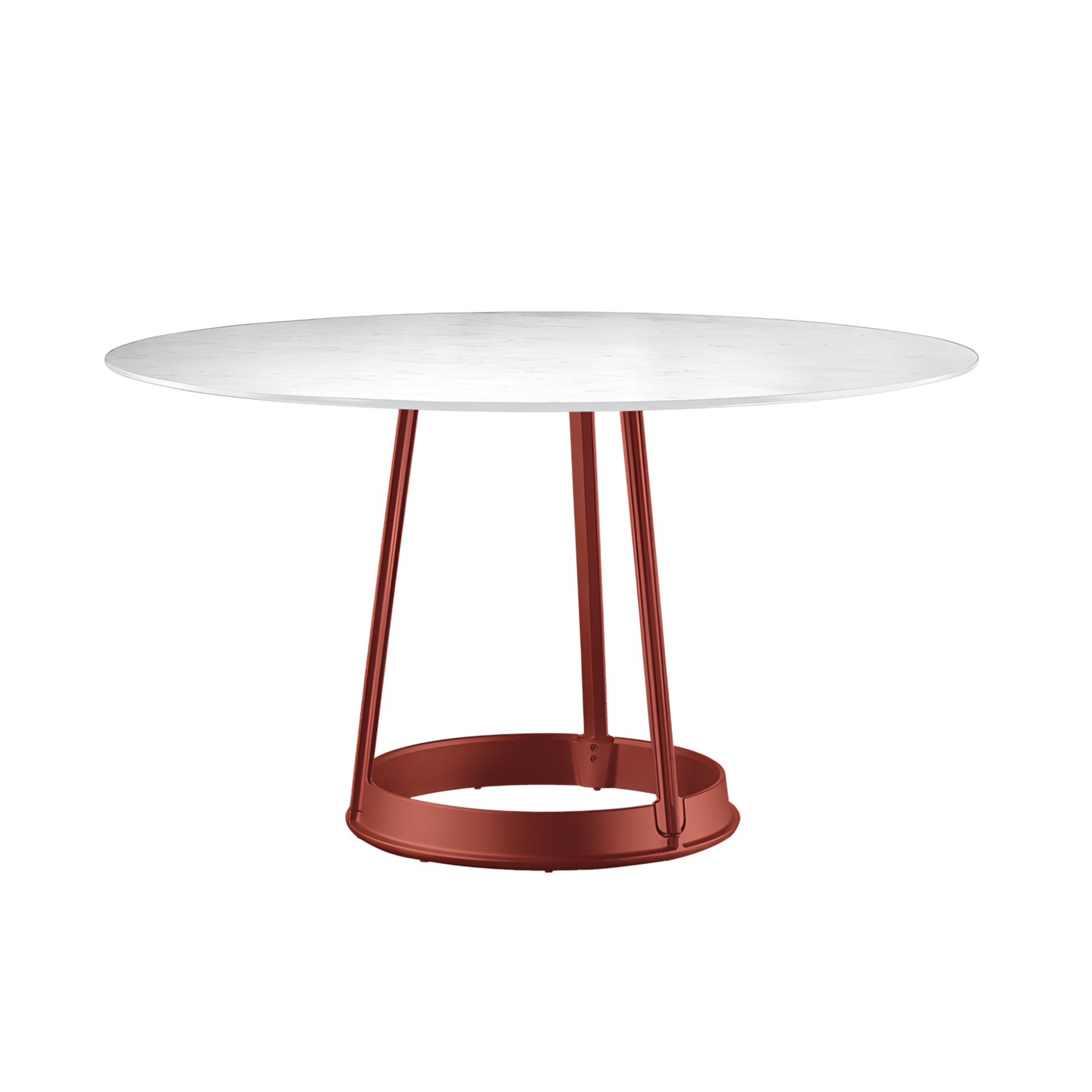 Ronde tafel BRUT wit marmer met rode voet