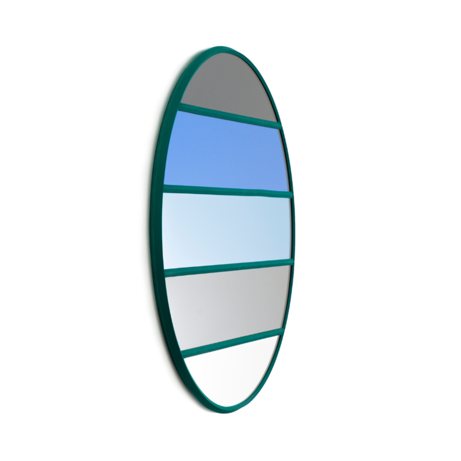Round mirror VITRAIL green frame