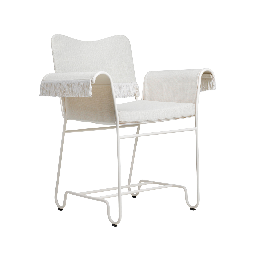 TROPIQUE Gartenstuhl Creme mit weißem Stahlgestell