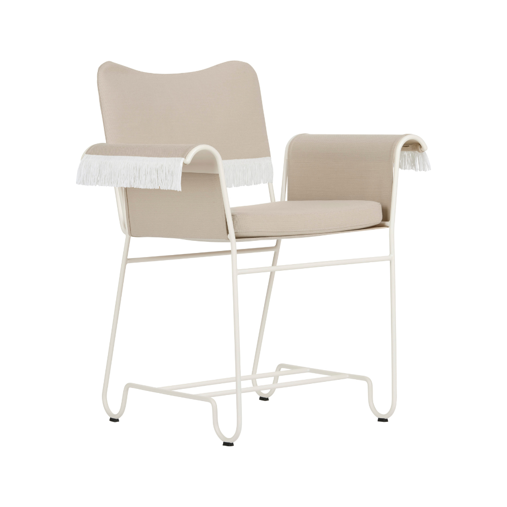 TROPIQUE Gartenstuhl, beige, mit weißem Stahlgestell