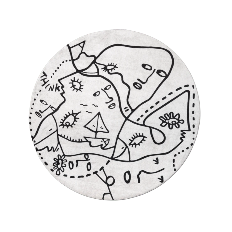 ROUND RUG SUMMER TRIP white