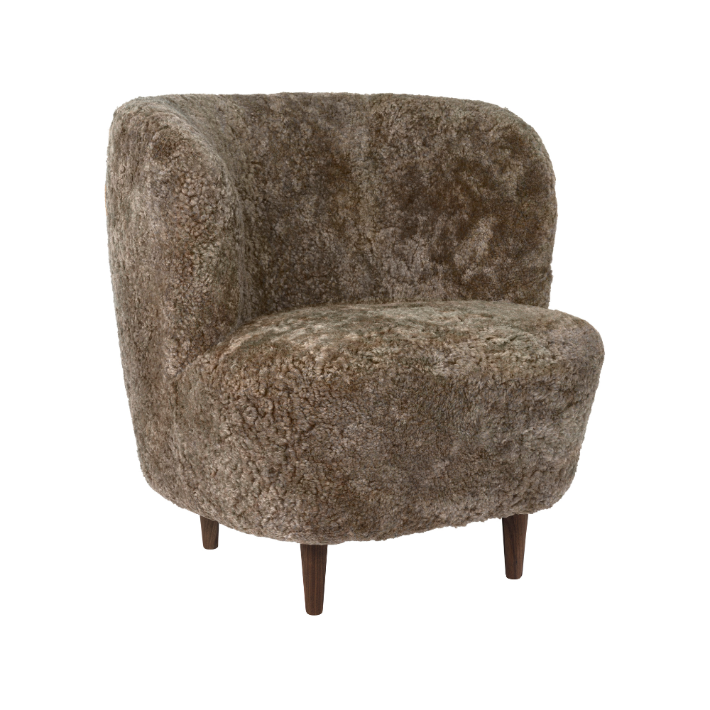 STAY upholstered armchair with walnut base