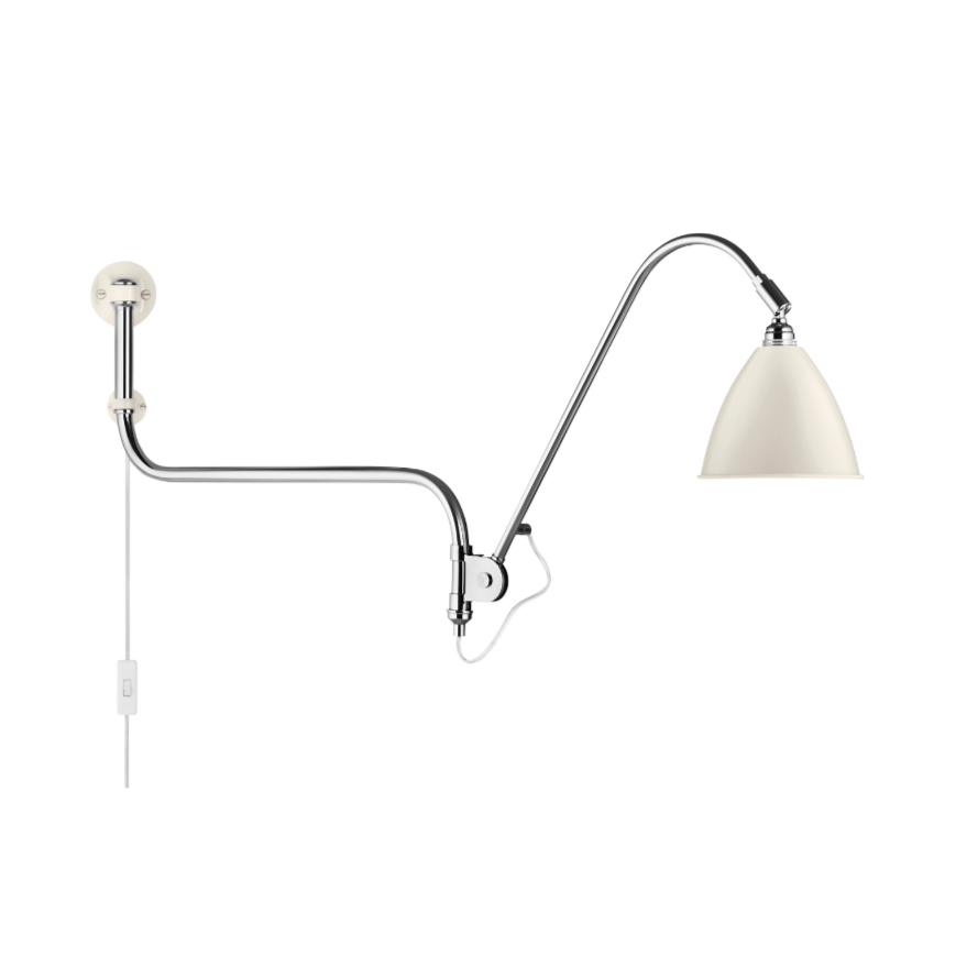 Adjustable wall lamp with arm BESTLITE BL10 chrome with porcelain shade