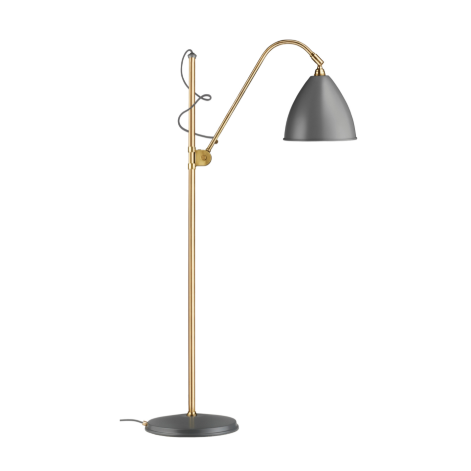 Vloerlamp BESTLITE BL3 messing met grijze matte kap