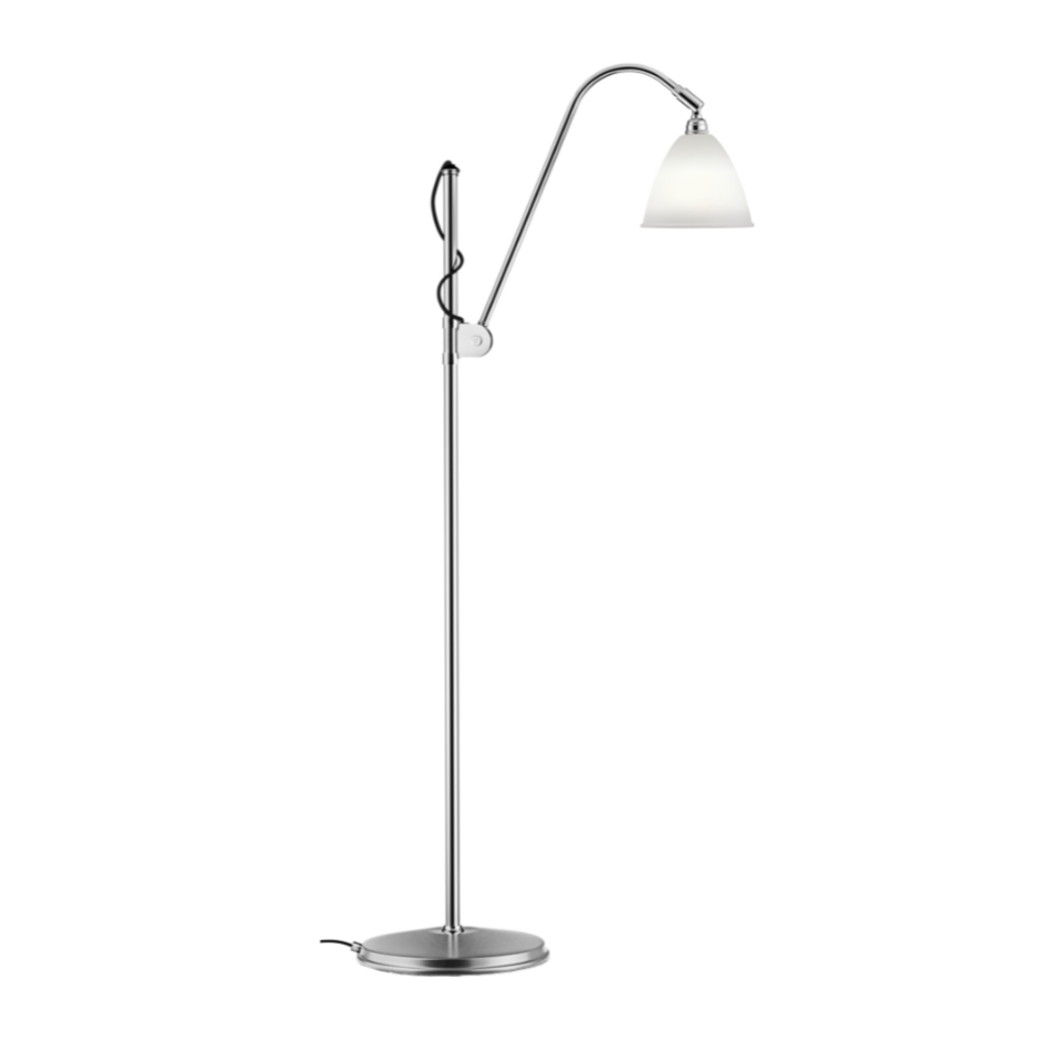 Vloerlamp BESTLITE BL3 chroom met porseleinen kap