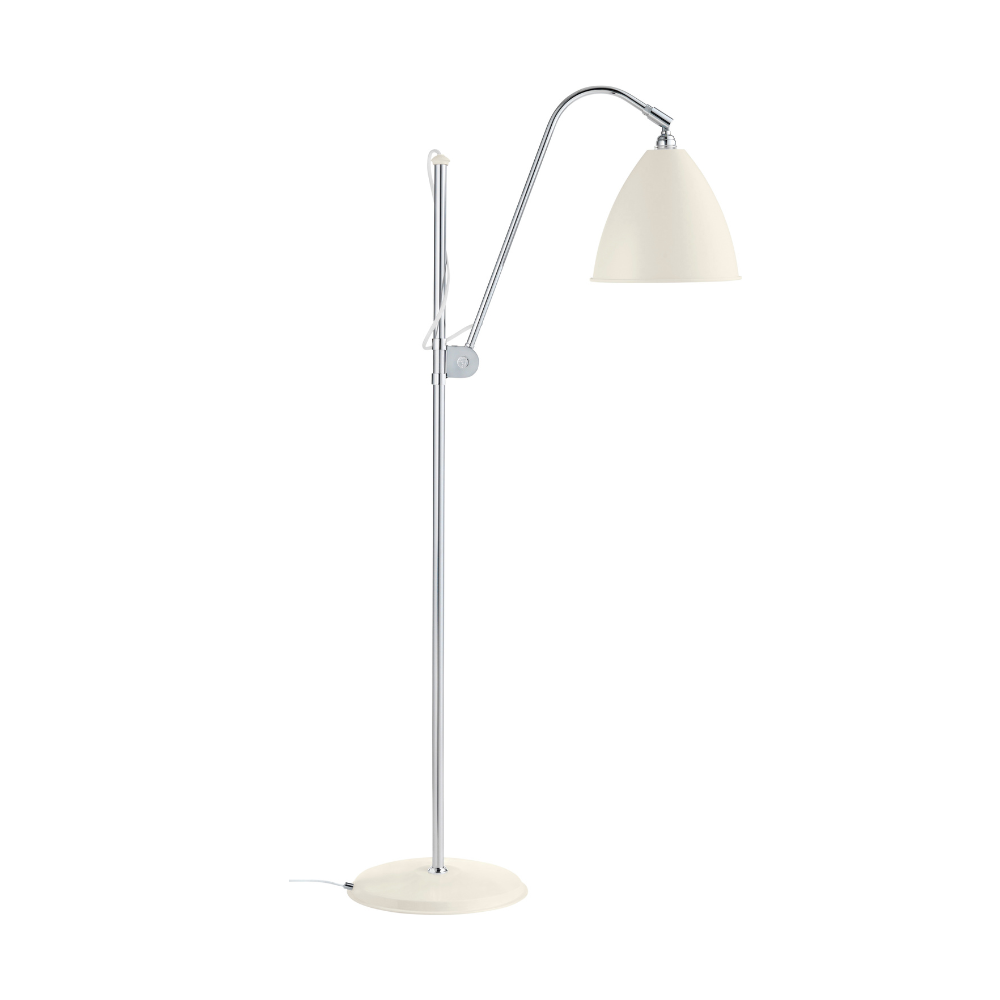 Stehlampe BESTLITE BL3 Chrom mit cremefarbenem Schirm