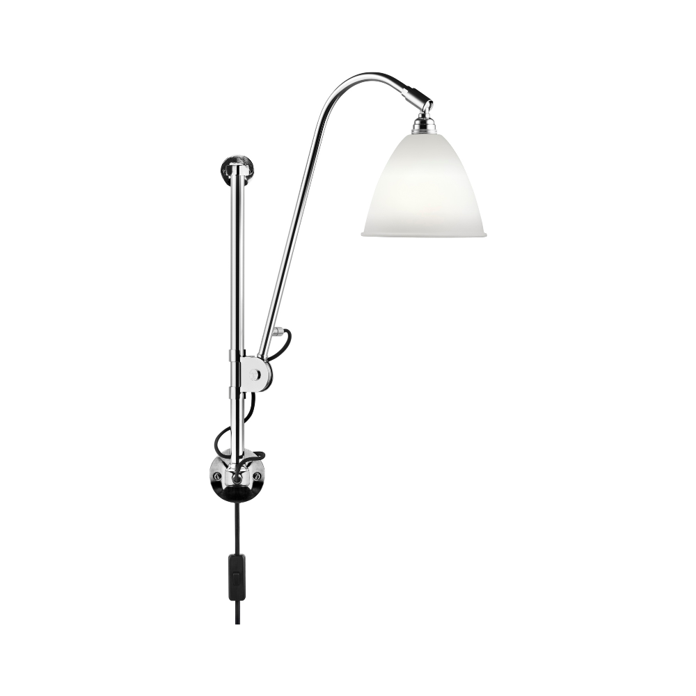 Wandlamp BESTLITE BL5 chroom met porseleinen kap
