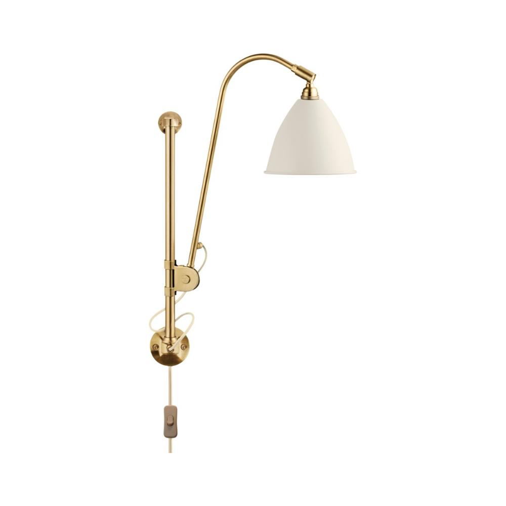 Wandlamp BESTLITE BL5 messing met crèmekleurige kap
