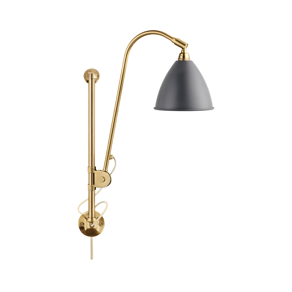 Wandlamp BESTLITE BL5 messing met grijze kap